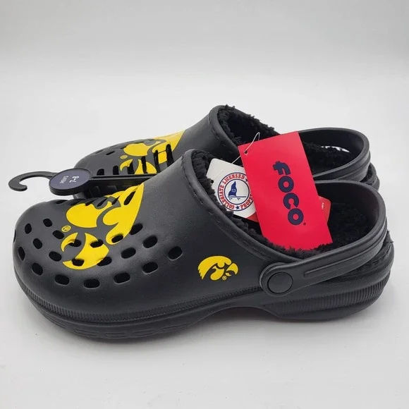 Iowa Hawkeyes Sherpa Lined Clogs with Strap FOCO Mens Small 7-8 Womens 9-10 - Picture 1 of 6